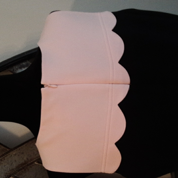 NINE WEST Pink Scallop Bodice on Navy Poly Stretch Crepe Sleeveless Dress - Picture 6 of 9